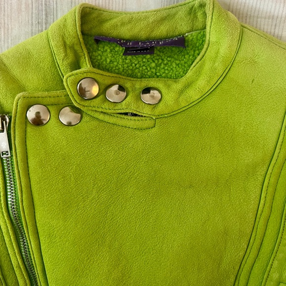 Ralph Lauren Purple Label lime Green Shearling Jacket. Size 4. - Picture 16 of 16